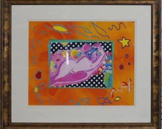 9042 - Reclining Woman Giclee by Peter Max (Description): 26.5 X 23
