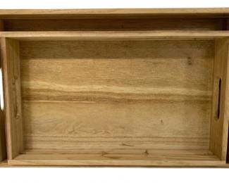 8541 - 2 Three Hands Wood Trays - 19 x 12.25 x 2.75