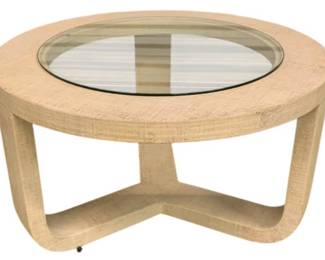 4203 - Chelsea House Tilda Table (Description): 18 x 32, Featuring smooth, rounded silhouettes and a natural textured finish, glass inset top