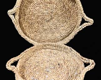 2614 - 2 Three Hands Basket Serving Trays - 16" Round
