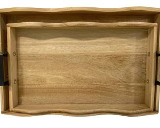 8547 - 2 Three Hands Wood Trays (Description): 19 x 12.25 x 3.25