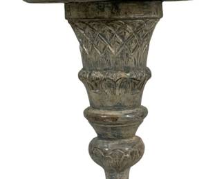 2387 - Decorative Wall Shelf 10.5"x5.5"x12" (Description): Decorative wall shelf with carved detailing and aged patina finish. Measures 10 1/2" x 5 1/2" x 12".