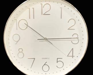2620 - Three Hands Quartz Wall Clock - 20" Round (Description): Electric/electronic/mechanical item. No guarantee all components, untested.
