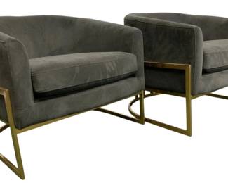 4257 - Pair Four Hands Corbin Metal Framed Chairs (Description): 25 x 28 x 27