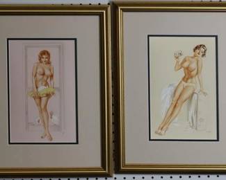9061 - Set of 2 Pin Up Girls by Alberto Vargas (Description): 19 X 15