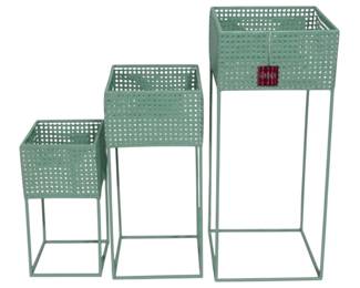 2725 - Three Hands Set of 3 Metal Planters (Description): 27.25 x 11.75 x 11.75