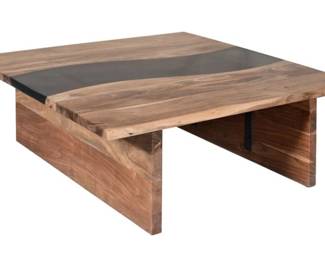 4141 - River Wood Coffee Table - Wood 18x48x48 (Description): has crack in top