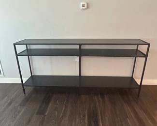 Lot #44 CB2 Black Metal Console Table, Modern Industrial Sofa and Entryway Table