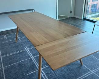 Lot #22 Article Extendable Wood Dining Table with 2 Leaves, Modern Airbnb and Hotel Furniture