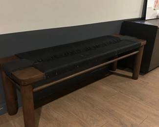 Lot #24 Pair of Black Rope and Wood Benches, Modern Bedroom, Entryway or Hotel Seating