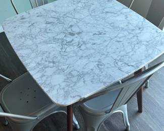 Lot #60 Article Square Marble-Top Accent Table, Mid-Century Modern Apartment Furniture