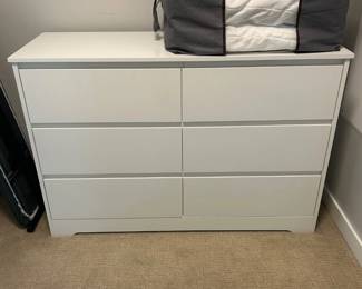 Lot #12 Large White 6-Drawer Lowboy Dresser, Modern Bedroom Storage for Airbnb or Hotel