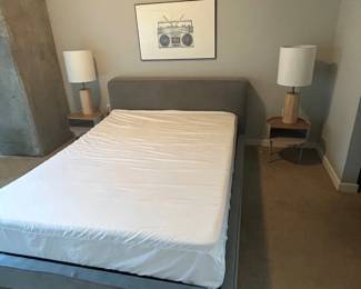 Lot #32 Article gray Upholstered King Bed Frame, Modern Bedroom Furniture for Airbnb or Hotel