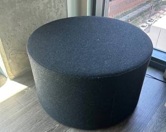 Lot #112 Blu Dot Round Upholstered Pouf Ottoman, Modern Designer Accent Seating