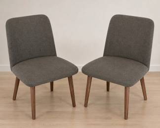 Lot #101 Pair of Blu Dot Gray-Blue Upholstered Accent Chairs, Modern Designer Lounge Seating
