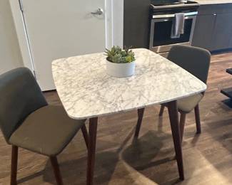 Lot #25 Lot of 4 Article Square Marble-Top Tables, Modern Cafe, Restaurant and Hotel FF&E