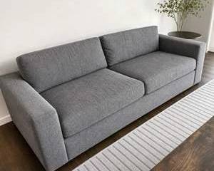 Lot #2 West Elm Gray Chenille Queen Sleeper Sofa Bed