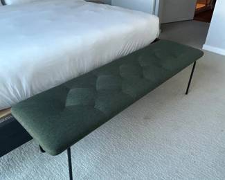 Lot #46 Green Mid-Century Modern Upholstered Bench, Bedroom, Entryway and Hotel Seating