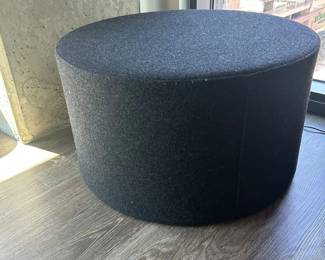 Lot #41 Lot of 7 Blu Dot Black Round Ottomans, Modern Hotel Lounge and Airbnb FF&E