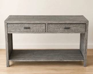 Lot #89 Lot of 4 Reclaimed-Wood Style Console Desks, Farmhouse Hotel and Apartment Furniture