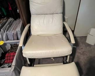 Silver gray leather reclining chair 