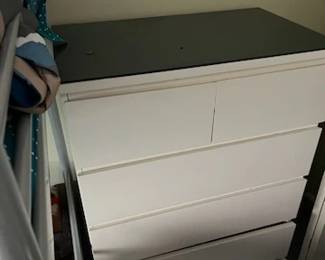 2 White dressers with glass top ( one still in the box)