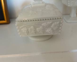Stunning Milk Glass Square Box.