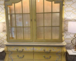 Stunning yellow china cabinet!