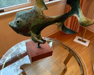 Modern Copper Fish Sculpture