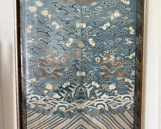 Large Chinese Antique Framed Needlework
