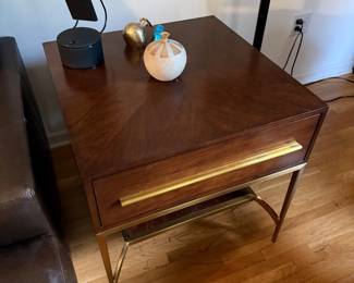 Burlwood and Brass End Table