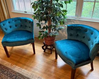 Pair of Velvet Club Chairs