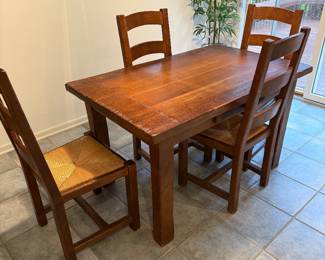 Chunky Wood Small Scale Dining Table and 4 Chairs