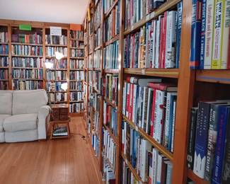 Living room books: on right: books about the 1950s to today