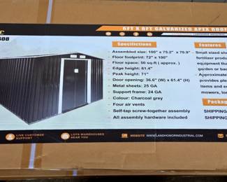 2026 LandHonor LHR-MS0608 6ft x 8ft Galvanized Apex Roof Metal Shed, Unused