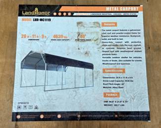 2026 LandHonor LHR-MC1119 20' x 11' x 9' Metal Carport, Unused