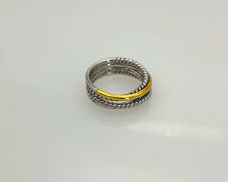 Two-Tone Silver & Gold Plated Twist Ring