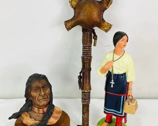 Noble American Indian Women "Lily of the Mohawks" Figurine, Neil J. Rose "Sound of Silence" Bust & More