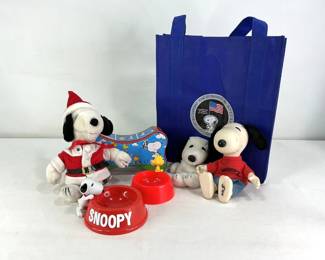 Three Snoopy Plushies and Stuff