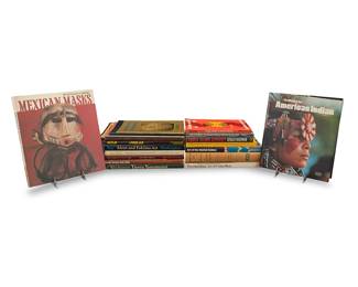 1427 A group of books and magazines on Native American subjects Second half 20th century-early 21st century Comprising hardcover and softbound books on subjects such as Inuit art, Huichol, Maya, and other tribal and material-specific art subjects 22 pieces Height of tallest 12 in., width 9 in., depth 5/8 in. Estimate: $100 - $200