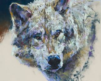1386 Terry Donahue (b. 1956) "Matriarch" Pastel on paper Signed in pencil lower left: T. Donahue; titled on a gallery label affixed to the frame's backing paper Sight: 9 1/2 x 7 1/2 in. Estimate: $300 - $500