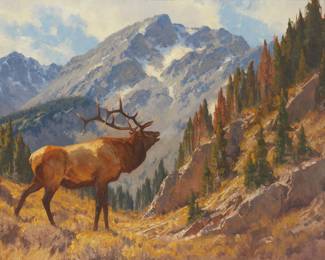 1232 Charles Fritz (b. 1955) "The Ancient Autumn Song," 1998 Oil on canvas Signed and dated lower left: C. Fritz © '98; titled on the frame plaque 36 x 50 in. Estimate: $10,000 - $15,000