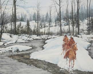 1104 Anthony Sinclair (b. 1943) "Out of the Snow," 1981 Oil on canvas Faintly signed and dated lower left: Sinclair © 81; titled in pencil on the stretcher 30 x 36 in. Estimate: $800 - $1,200