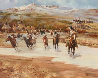 1086 Robert Rickards (20th Century) "Horse Plunder," 2009 Oil on canvas Signed and dated lower right: Rickards / 2009; titled on the frame plaque 24 x 30 in. Estimate: $3,000 - $5,000