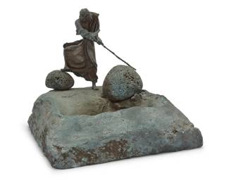 1107 Retha Walden Gambaro (1917-2013) Figure at a water hole Bronze Signed in the casting: RETHA WALDEN GAMBARO / TX [conjoined] Height 19 1/2 in., width 24 1/2 in., depth 19 3/4 in. Estimate: $500 - $700