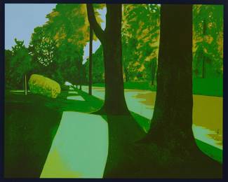 1341 Daniel Lang (1935-2013) "Stillwell," 1973 Screenprint in colors on paper An artist's proof, aside from the edition of 75 Signed, titled, and inscribed "a/p" in pencil along the lower edge: Daniel Lang Sight: 21 1/2 x 26 3/4 in. Estimate: $500 - $700