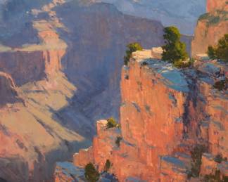 1361 Bill Cramer (b. 1960) "Giant Steps" Oil on canvas Signed lower right: Cramer; signed "Bill Cramer," titled, and inscribed "140318," all in pencil, verso 40 x 30 in. Estimate: $2,000 - $4,000