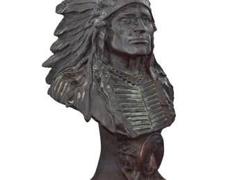 1110 A Bailey Co. patinated bronze bust of an Indian chief 1901 Dated and inscribed in the casting: Copyright / The Bailey Height 17 1/8 in., width 10 3/4 in., depth 8 1/2 in. Estimate: $400 - $600