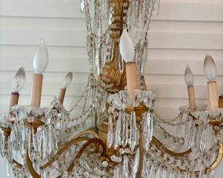 Antique Genovese style crystal waterfall chandelier