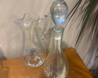 Crystal Pitcher and Decanter 